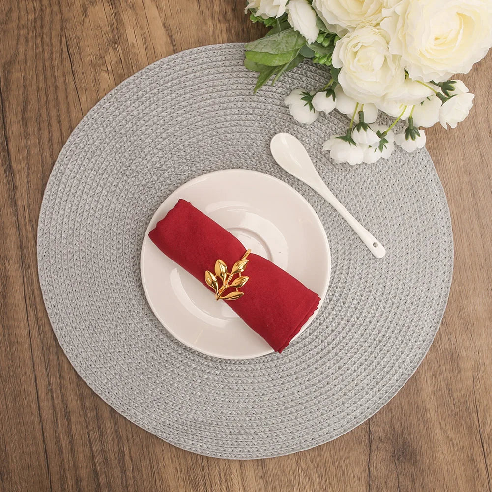Set of 6 Round Braided Placemats 34CM Table Mats for Dining Tables Christmas Halloween Woven Washable Non-Slip Place mats