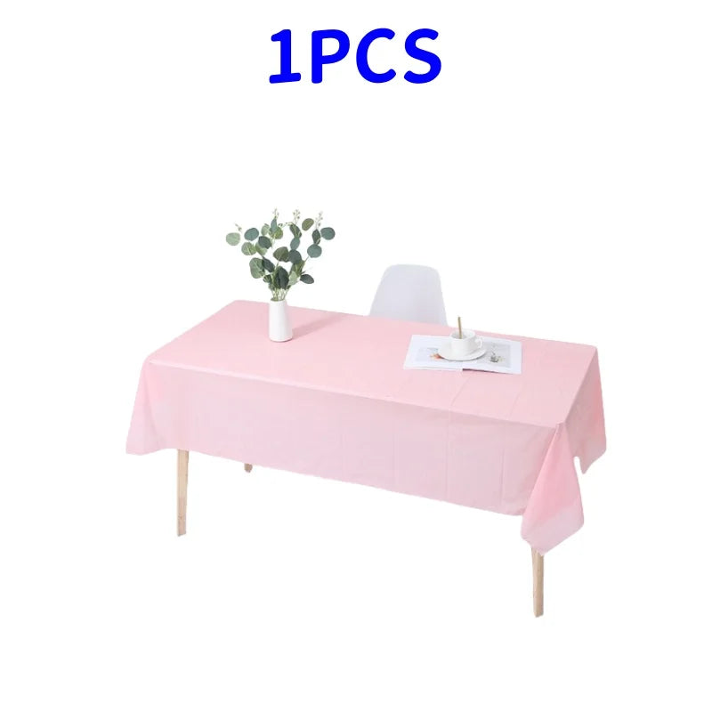 1pc Reusable Tablecloths 137x183cm BPA Free Plastic Dining Table Cover Cloth for Parties Picnic Camping Disposable Tablecloths