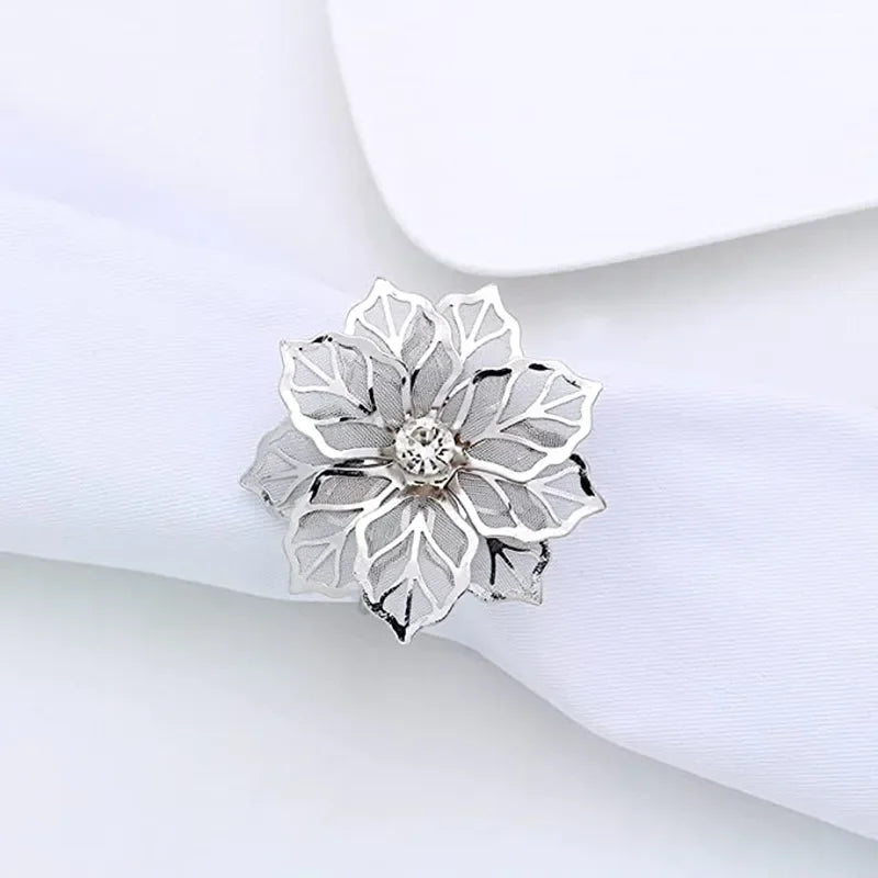 12pcs Back Pattern Wedding Napkin Rings Table Decoration Hollow Out Family Gatherings Everyday Use Napkin Buckle Holder
