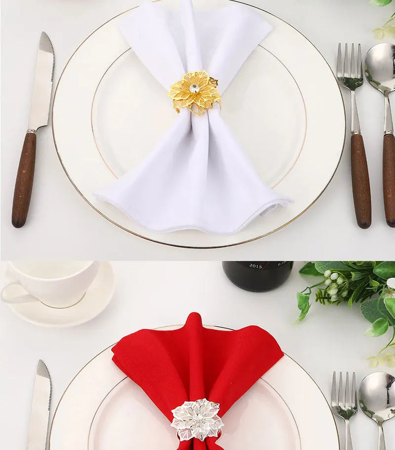 6pcs Metal Rings Napkin Holder Dinner Petals Dining Napkin Rings Anniversary Wedding Party Accessories Dinner Table Decoration