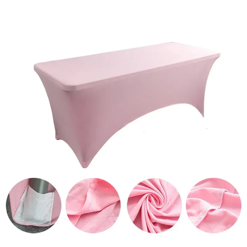 6FT 8FTSpandex Tablecloth High Stretch Wedding Hotel Birthday Table Cover for 4ft 5ft 6ft 8ft Folding Table Cocktail Tablecloth