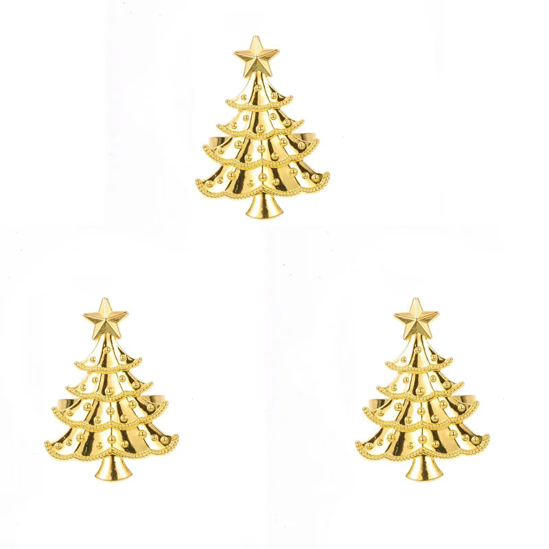 1/6Pcs Christmas Napkin Rings Xmas Tree Ornaments 2025 Christmas Home Kitchen Dinner Table Decoration New Year Party Supplies