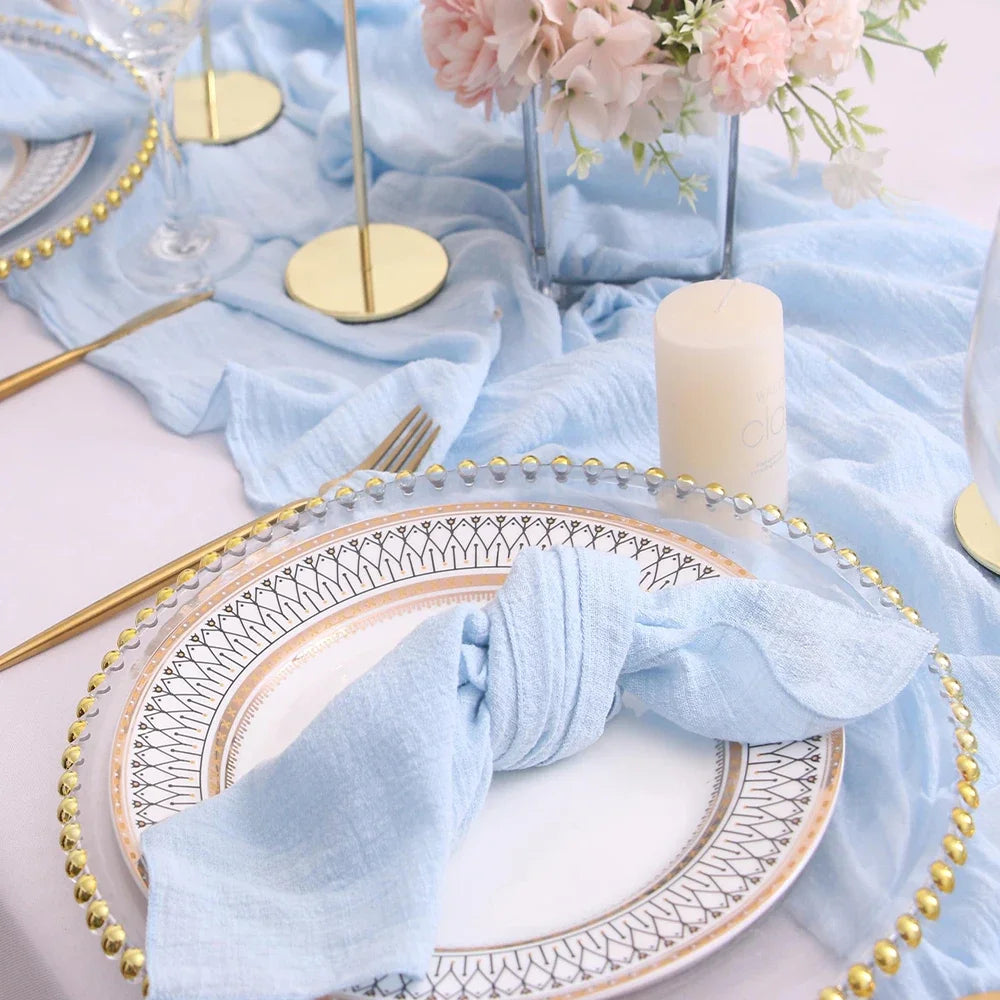 10pcs Cotton Cloth Napkins Gauze Fabric Blue 30x30cm for Wedding Party Birthday Tea Towel Table Baby Shower Christmas Napkins