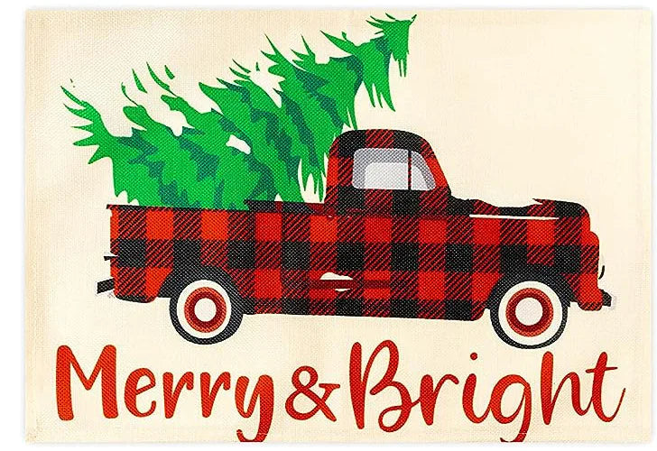 Christmas Meal Mat Christmas Decor Meal Mat Linen Printed Fabric Placemats Snowman Goblin Santa Tree Snowflake Desktop Decor