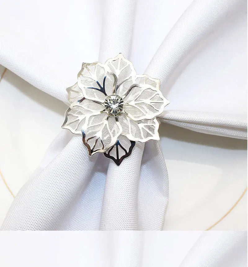 6pcs Metal Rings Napkin Holder Dinner Petals Dining Napkin Rings Anniversary Wedding Party Accessories Dinner Table Decoration