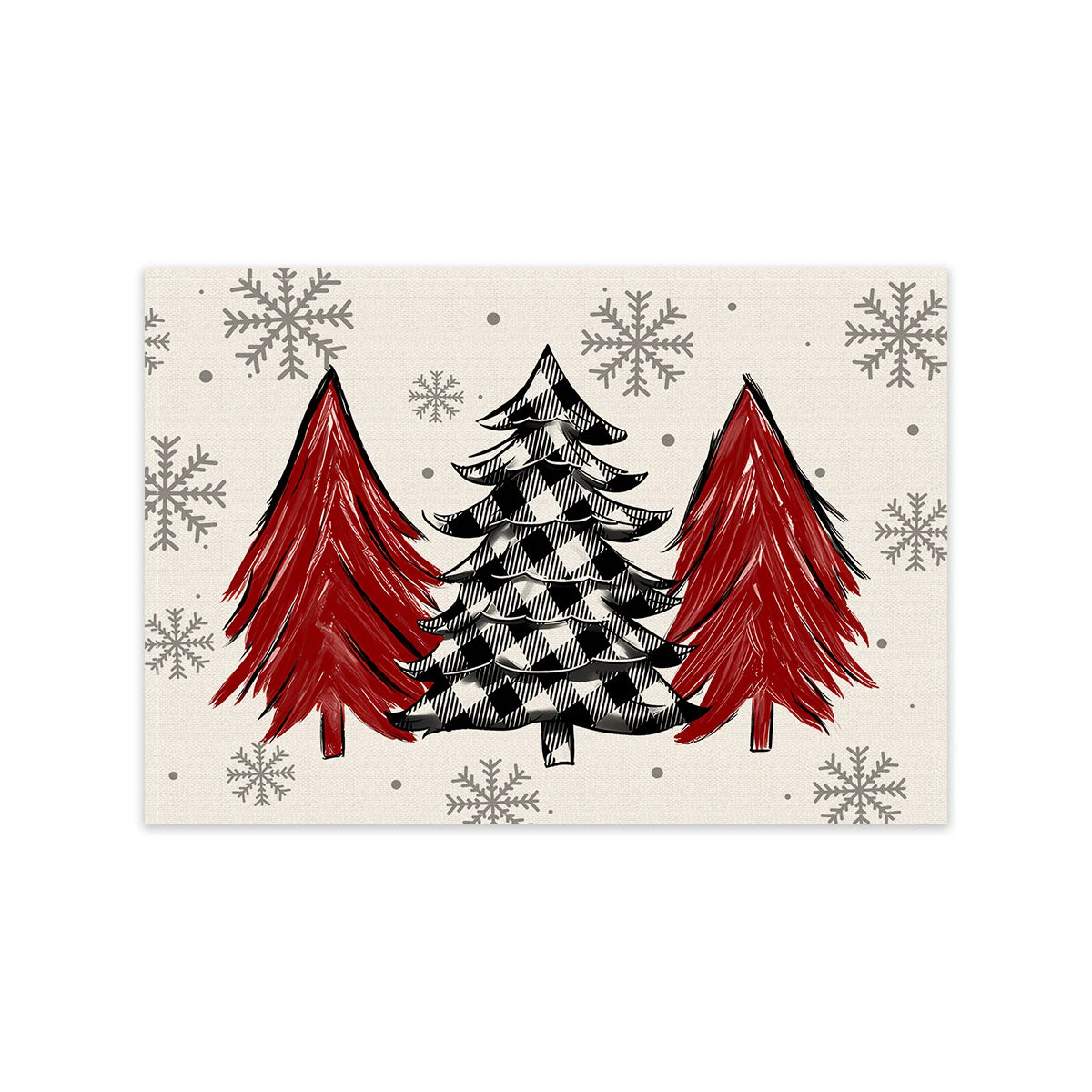 1/4/6pcs Christmas placemat, retro Christmas tree snowflake pattern dining table anti slip insulation mat, Christmas decoration