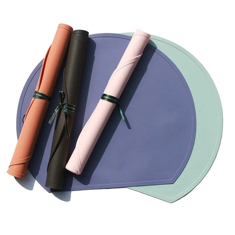 1/4/6Pcs Round Silicone Placemats for Dinner Table Non-Slip Heat Resistant Tableware Pads Mats for Kitchen Dining Patio 식탁매트