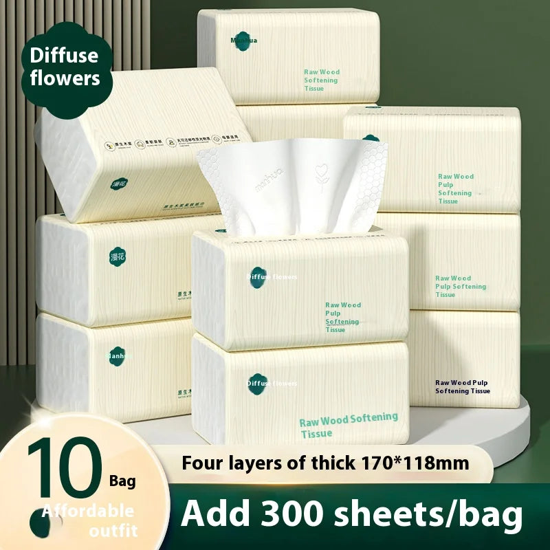 10 Packs of Extractable Napkins Five Layers of Thickened Log Paper Towels Wet and Dry Mother and Baby Applicable Soft Napkins