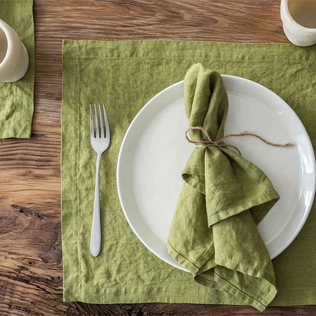 Set Of 6 40x40cm Table Cloth Napkins Durable Polyester Thicken Placemat Reusable for Kitchen Dining  Wedding Decoration