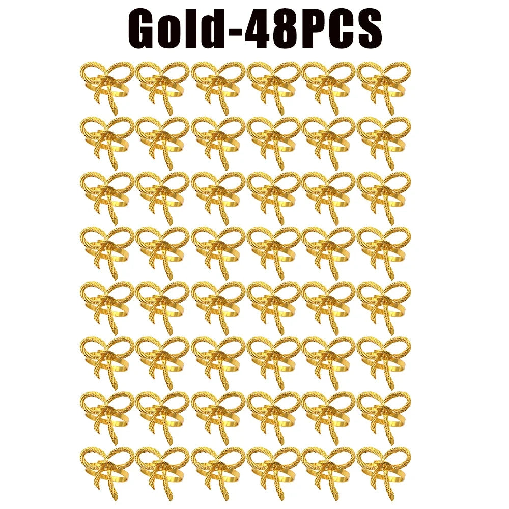 Alloy Bow Tie Napkin Rings Elegant Table Decor for Wedding Banquet Dinner Parties Reusable Metal Holders Gatherings Accessories