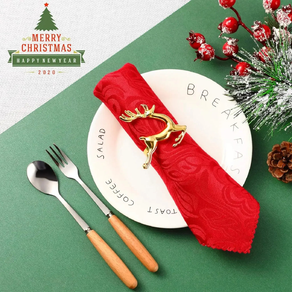 Deer Napkin Rings Silver Christmas Antler Reindeer Buckle for Cloth Napkins Holiday Dinners PartiesTable Decoration Accessories