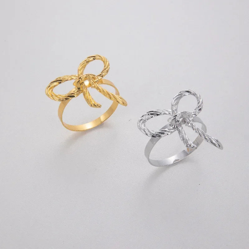 Alloy Bow Tie Napkin Rings Elegant Table Decor for Wedding Banquet Dinner Parties Reusable Metal Holders Gatherings Accessories