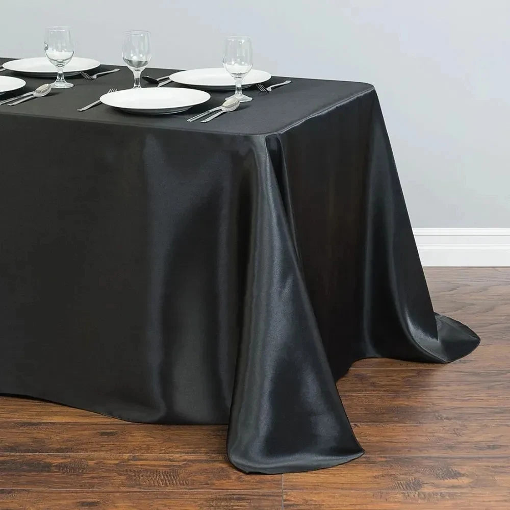 Solid Color Satin Table Cloth Tablecloth Table Cover Overlay For Birthday Wedding Banquet Restaurant Festival Party Supply
