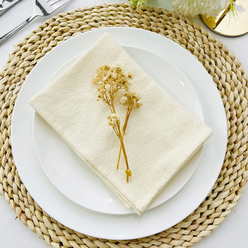 4PCS Cream Napkins 100% Cotton Cloth Napkins Dinner Table Napkins Serviettes Soft Washable Reusable Weddings Parties Restaurant