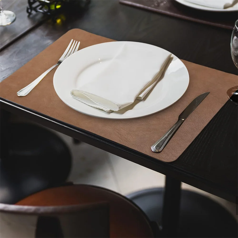 Faux Leather Placemats Set of 1/4/6pcs ,Heat Resistant Non-Slip Waterproof,Double-Sides,Kitchen Dining PU Table Place Mats