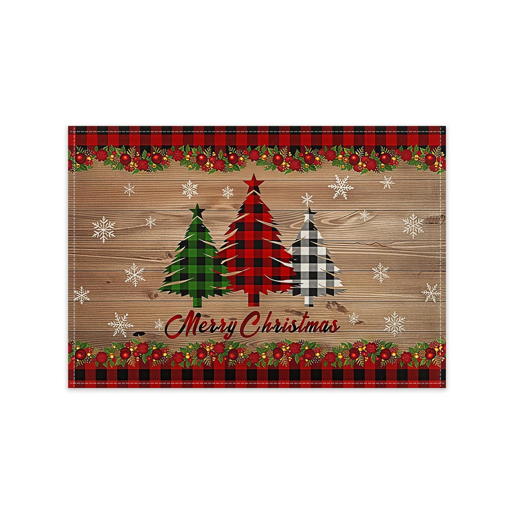1/4/6pcs Christmas placemat, retro Christmas tree Santa Claus pattern dining table anti slip insulation mat,