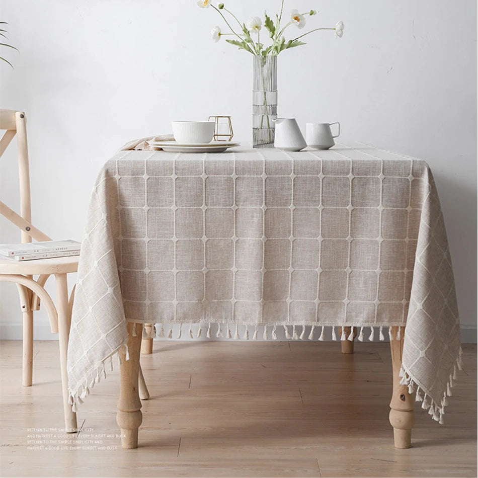 Korean Style Small Daisy Cotton Floral Tablecloth,Tea Table Decoration,Rectangle Table Cover For Kitchen Wedding Dining Room