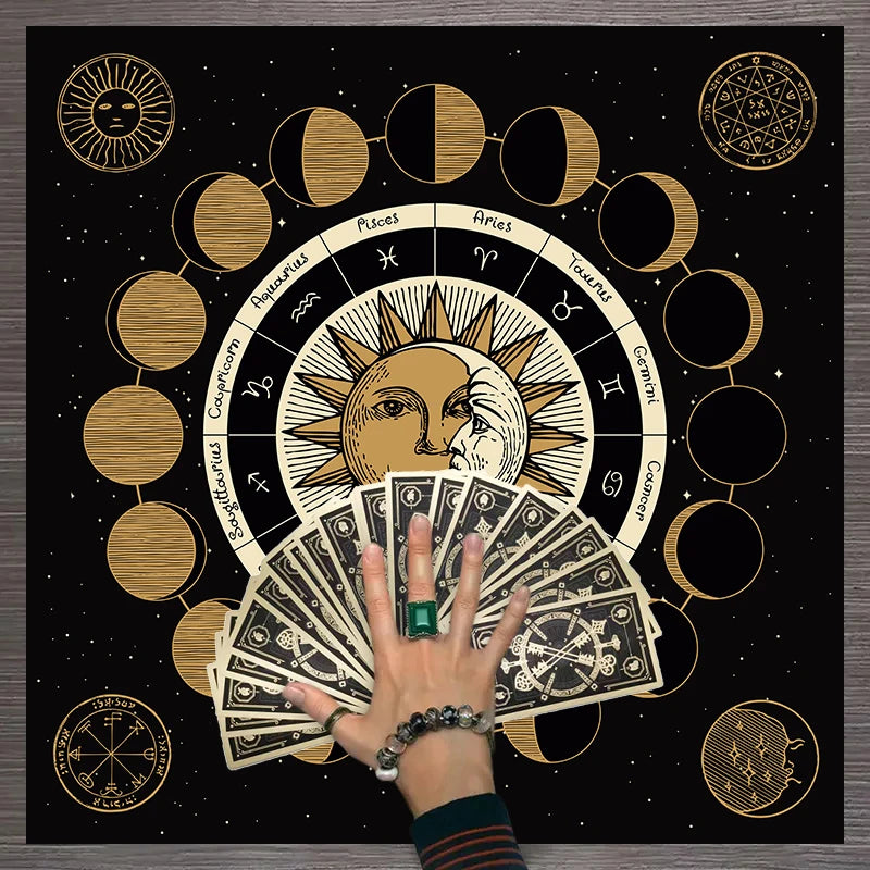 1pc Tarot card tablecloth, twelve constellations divination, starry sky altar cloth, Tarot card game decoration tablecloth