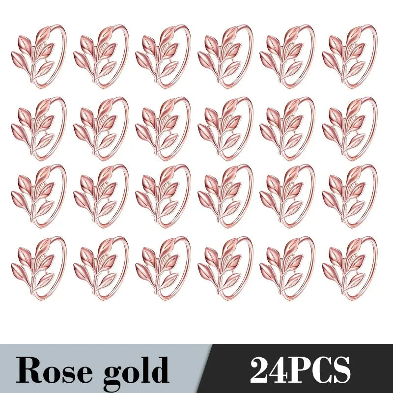 36PCS Vintage Style Leaf Napkin Ring Elegant Tricolor Leaf Napkin Buckle Birthday Wedding Party Banquet Table Decoration