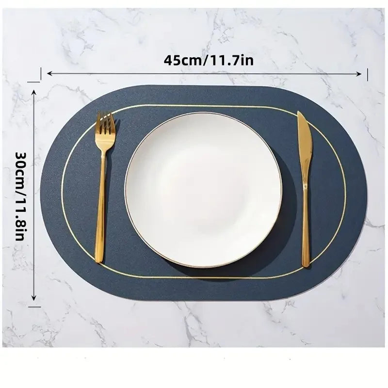 1/4/6pcs Color Blocking Table Leather Placemats,Washable for Dining,Heat-Resistant Non-Slip Insulation Waterproof Place Mats