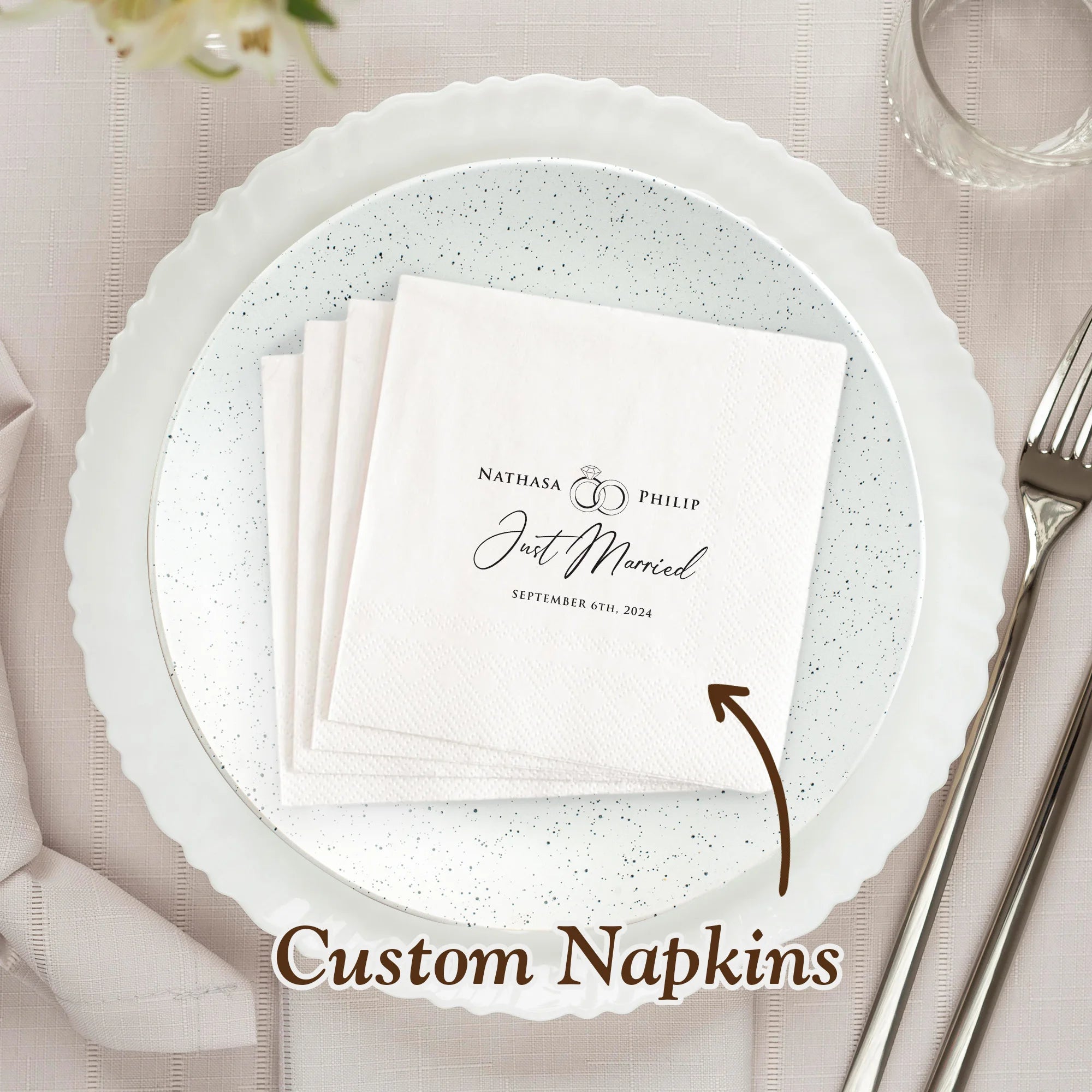 Personalized Paper Napkins for Wedding Custom Napkins of Your Text 50-500pcs Disposable Napkins for Cocktail Party Hen Party