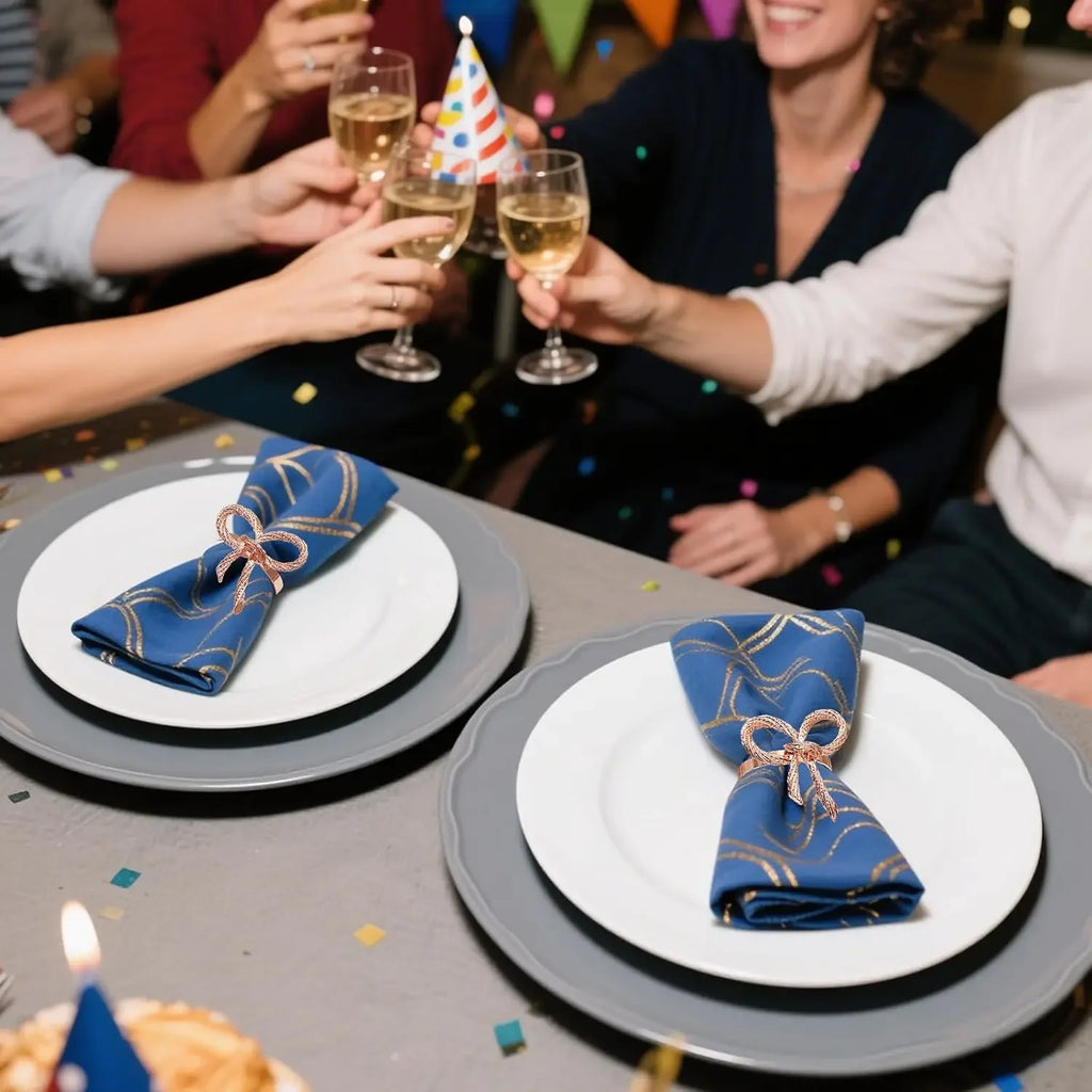 Alloy Bow Tie Napkin Rings Elegant Table Decor for Wedding Banquet Dinner Parties Reusable Metal Holders Gatherings Accessories