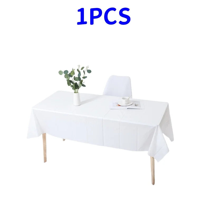 1pc Reusable Tablecloths 137x183cm BPA Free Plastic Dining Table Cover Cloth for Parties Picnic Camping Disposable Tablecloths
