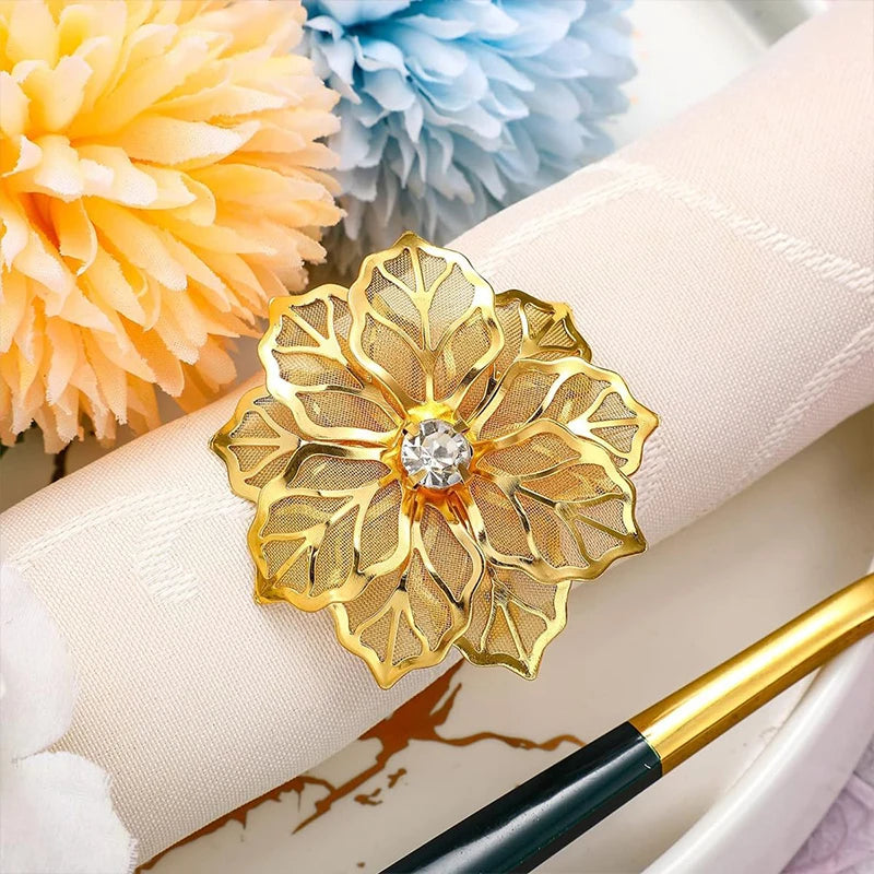 delicate Flower  Design Towel Napkin Buckle Holders Wedding Party Dinner Table Decoration Exquisite high-end napkin ring