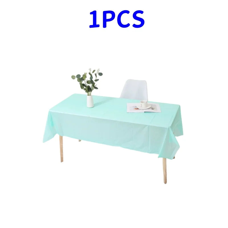 1pc Reusable Tablecloths 137x183cm BPA Free Plastic Dining Table Cover Cloth for Parties Picnic Camping Disposable Tablecloths