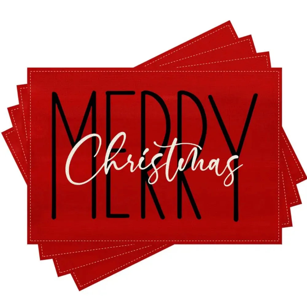 VIKAMA Merry Christmas! Linen placemats and anti-stain tabletop placemats are suitable for party kitchens and restaurants