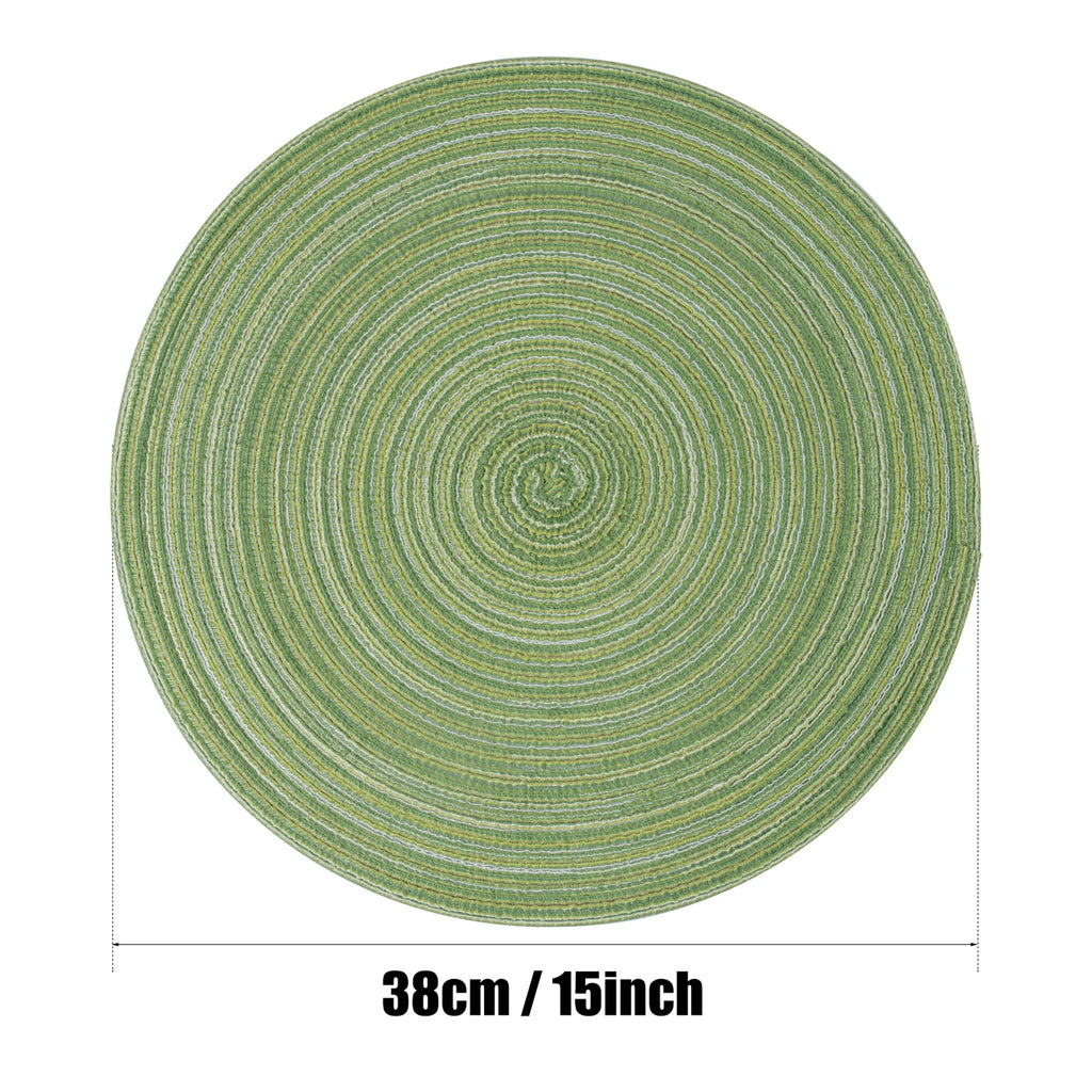 Set of 12 Round Braided Table Mat Washable Placemats Non Slip Heat Resistant for Kitchen Dining Tables Pad With Cup Coasters