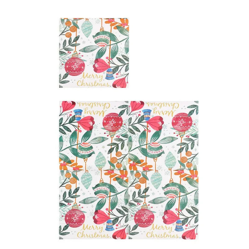 20Pcs/pack 33x33cm Christmas Series Printed Paper Disposable Table Dinner Napkin Tissues Xmas Party Decoration
