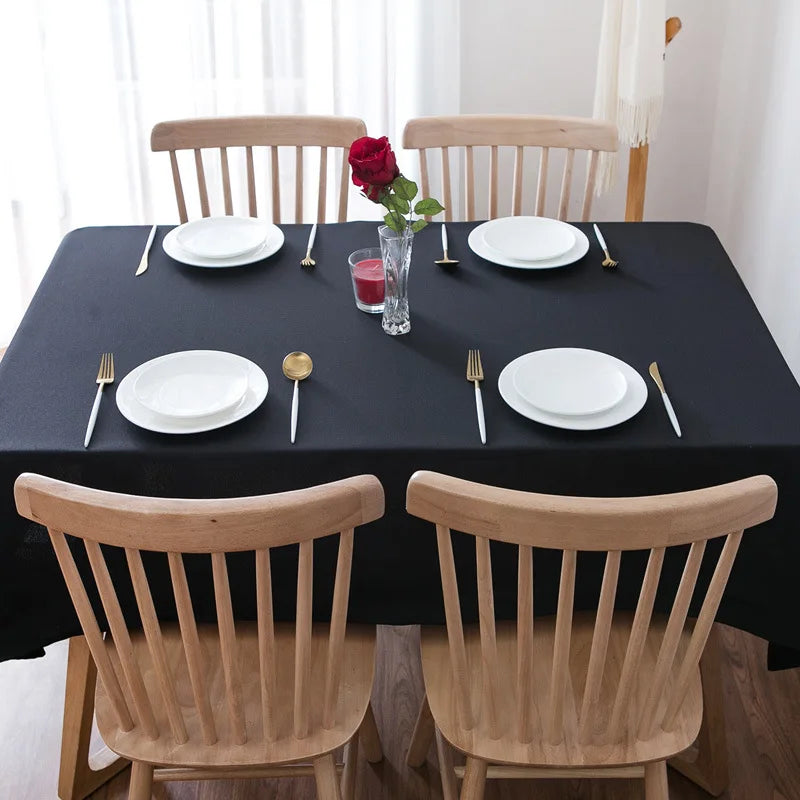 Solid black conference banquet hotel dining table exhibition advertising tablecloth officetable cloth art rectangular tablecloth