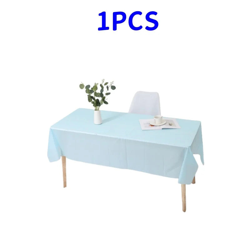 1pc Reusable Tablecloths 137x183cm BPA Free Plastic Dining Table Cover Cloth for Parties Picnic Camping Disposable Tablecloths