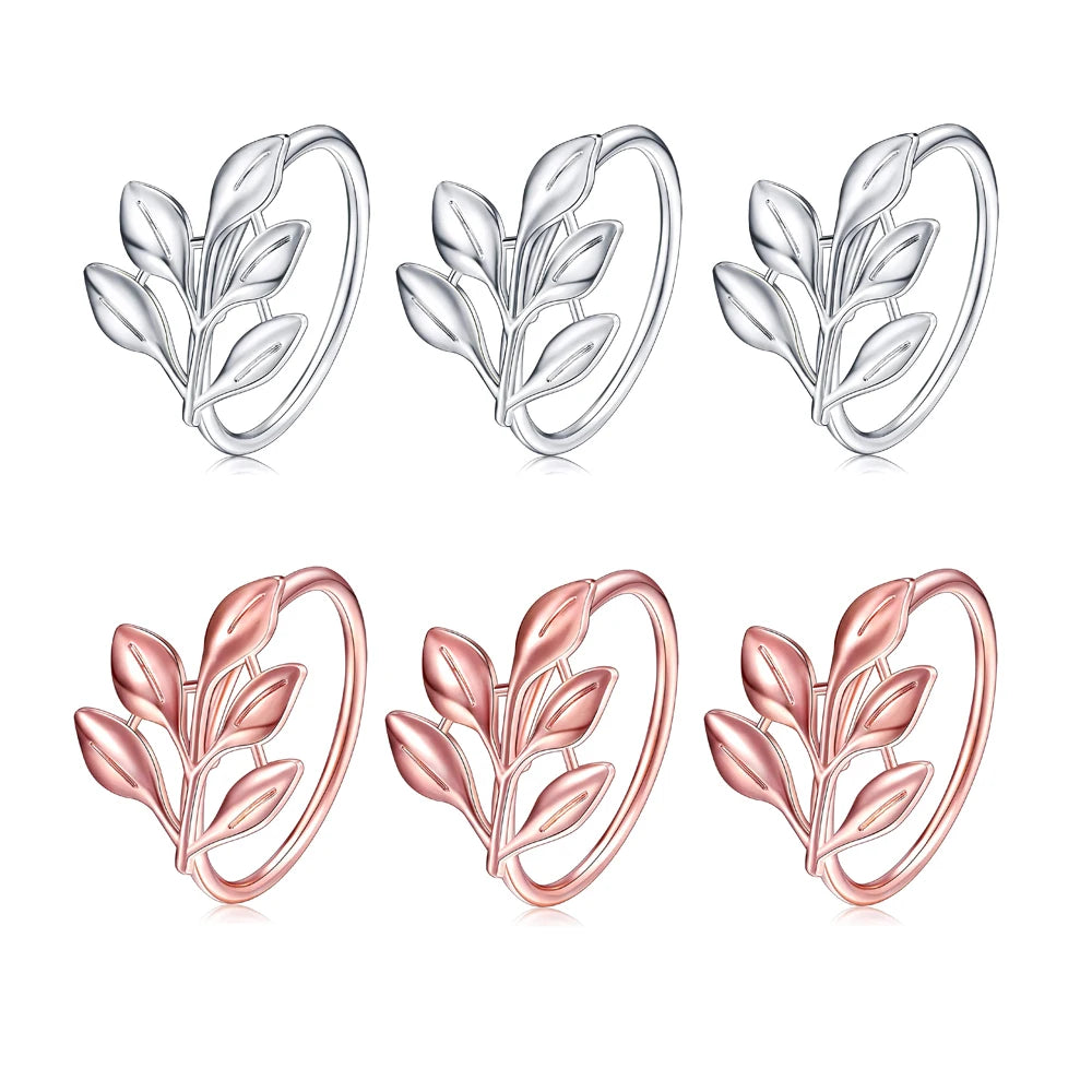 36PCS Vintage Style Leaf Napkin Ring Elegant Tricolor Leaf Napkin Buckle Birthday Wedding Party Banquet Table Decoration