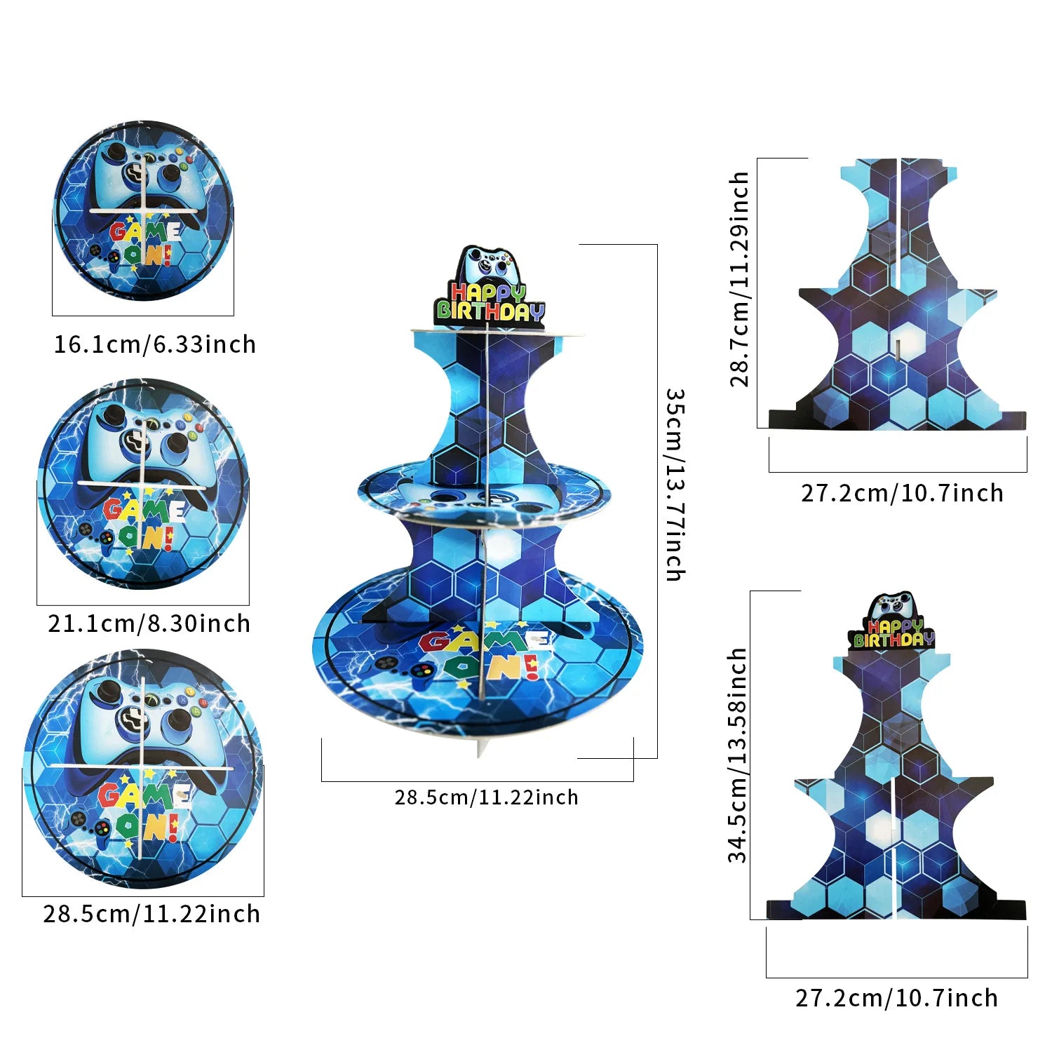 Video Game Birthday Party Favors New Paper Black White Blue Tableware Happy Birthday Plates Napkins Background Decorations Kits