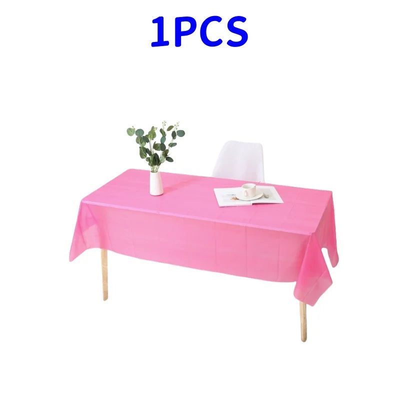 1pc Reusable Tablecloths 137x183cm BPA Free Plastic Dining Table Cover Cloth for Parties Picnic Camping Disposable Tablecloths