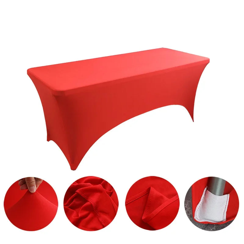6FT 8FTSpandex Tablecloth High Stretch Wedding Hotel Birthday Table Cover for 4ft 5ft 6ft 8ft Folding Table Cocktail Tablecloth