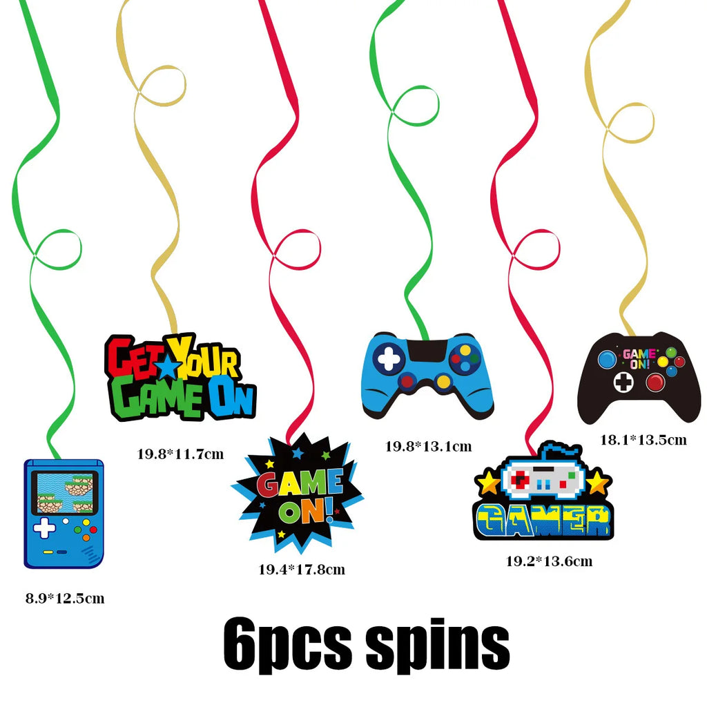 Video Game Birthday Party Favors New Paper Black White Blue Tableware Happy Birthday Plates Napkins Background Decorations Kits