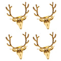 4Pcs Deer Napkin Rings Christmas Elk Head Napkin Rings Holders Alloy Reindeer Napkin Buckle Xmas Thanksgiving Dining Table Decor