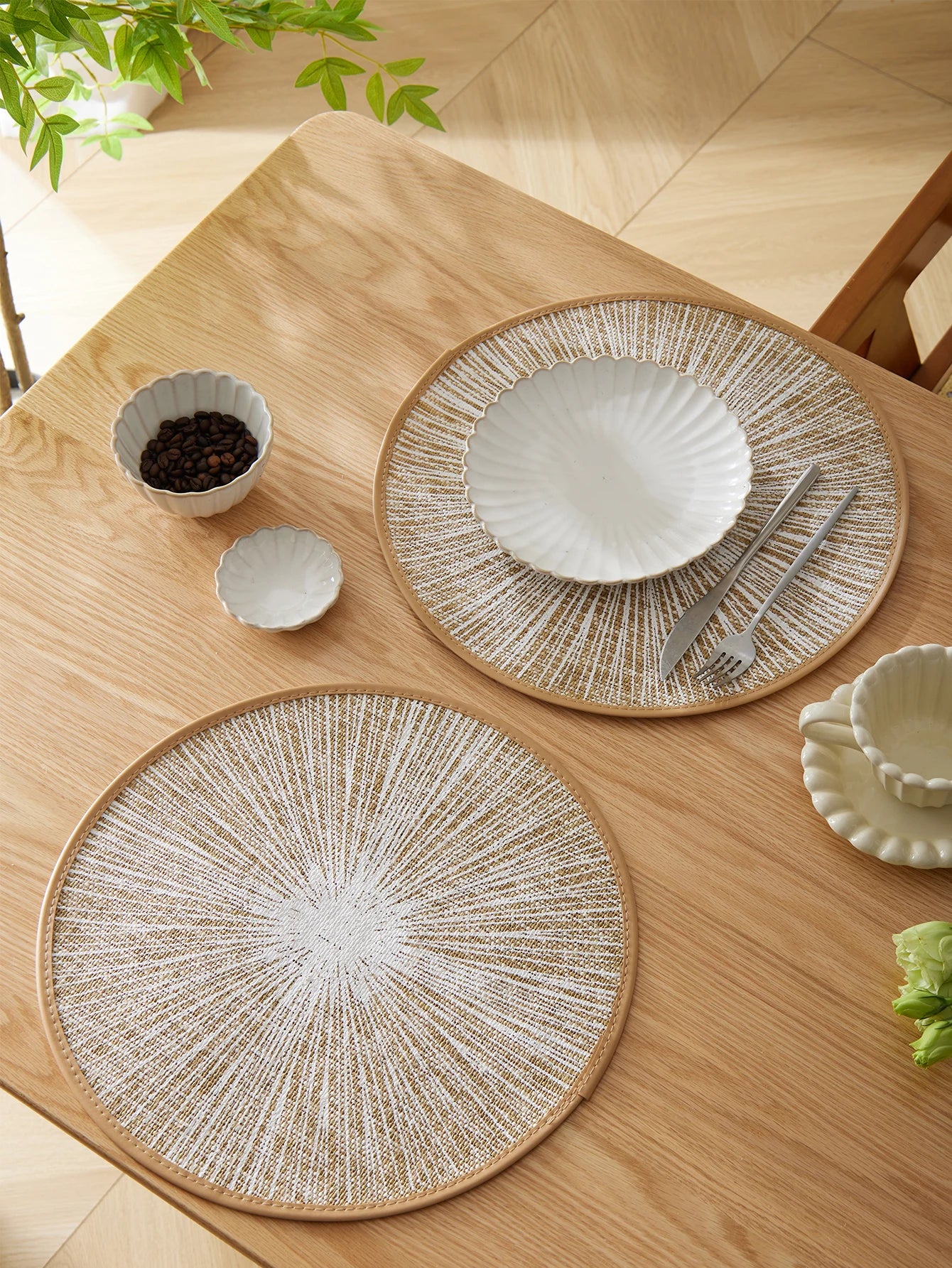 2/4/6/8pcs Round Burlap Macrame Placemats, Bohemian Jute Country Placemats, Diameter 15 Inches, for Table Decoration