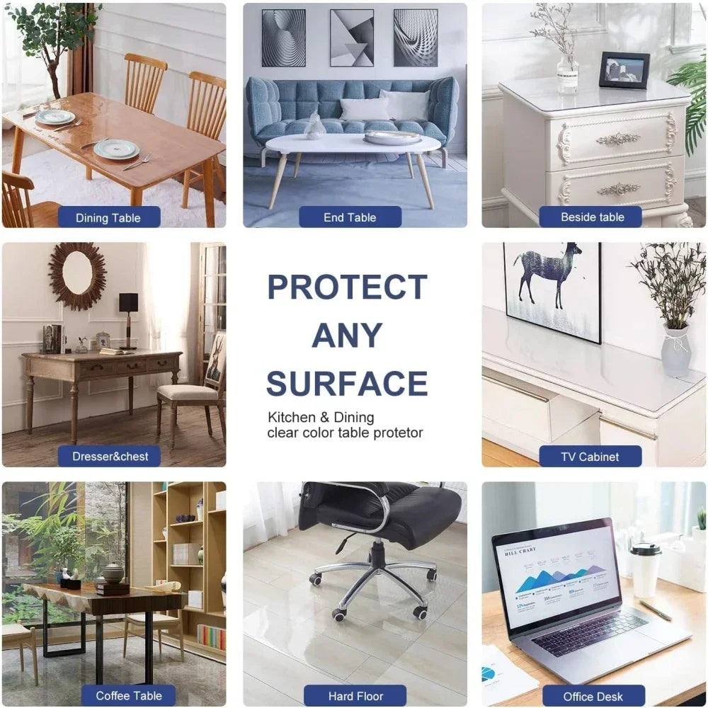 PVC transparent tablecloth with a thickness, heat-resistant, waterproof, and oil resistant dining table mat, 1pc