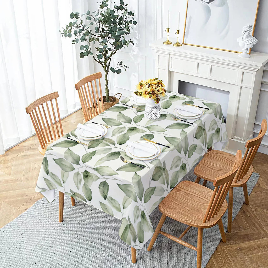 Floral Leaves Palm Leaves Printing Rectangular Waterproof Tablecloths for Table Party Decoration Dining TablesCover Manteles