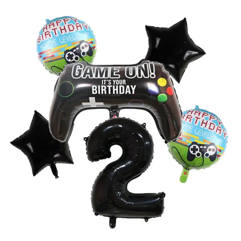 Video Game Birthday Party Favors New Paper Black White Blue Tableware Happy Birthday Plates Napkins Background Decorations Kits