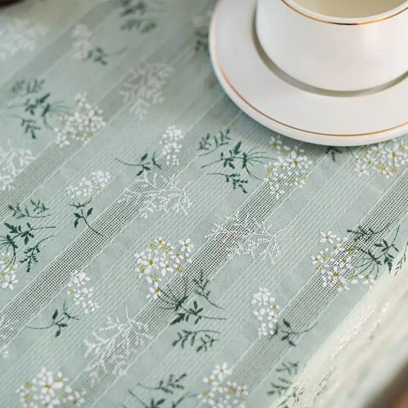 Korean Style Small Daisy Cotton Floral Tablecloth,Tea Table Decoration,Rectangle Table Cover For Kitchen Wedding Dining Room