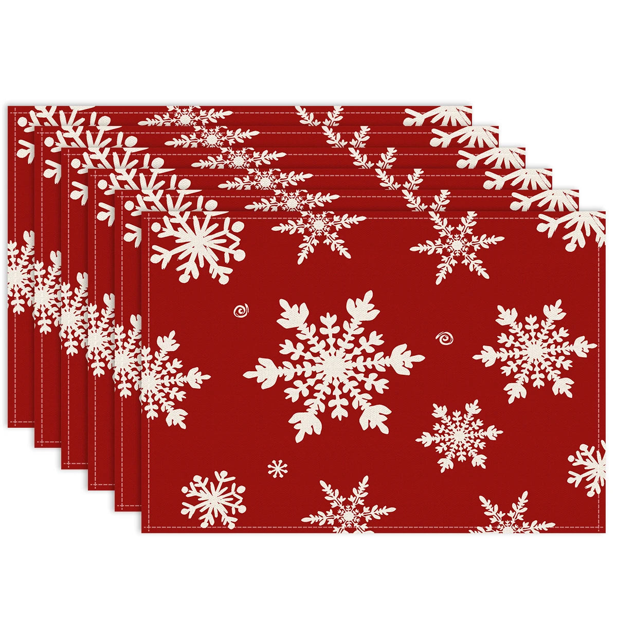1/4/6pcs Christmas placemat, retro Christmas tree snowflake pattern dining table anti slip insulation mat, Christmas decoration