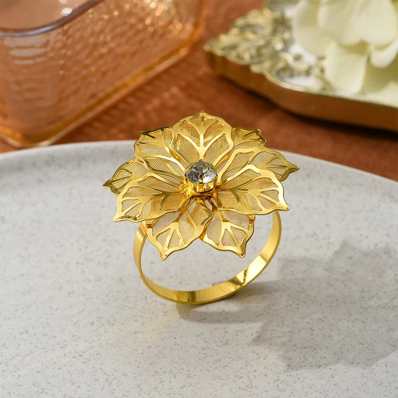 delicate Flower  Design Towel Napkin Buckle Holders Wedding Party Dinner Table Decoration Exquisite high-end napkin ring