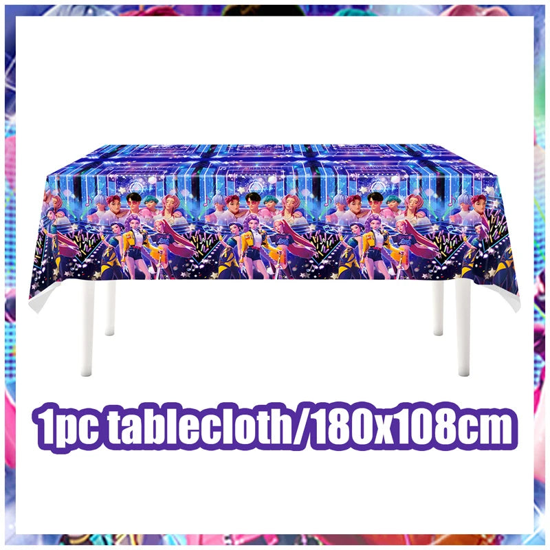 Kpop Demon Hunters Birthday Decorations Saja Boys Purple Napkins Plates Tableware Kpop Demon Hunter Birthday Party Favors Supply