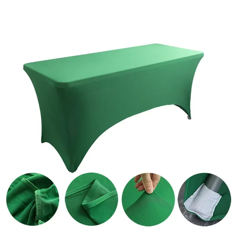 6FT 8FTSpandex Tablecloth High Stretch Wedding Hotel Birthday Table Cover for 4ft 5ft 6ft 8ft Folding Table Cocktail Tablecloth