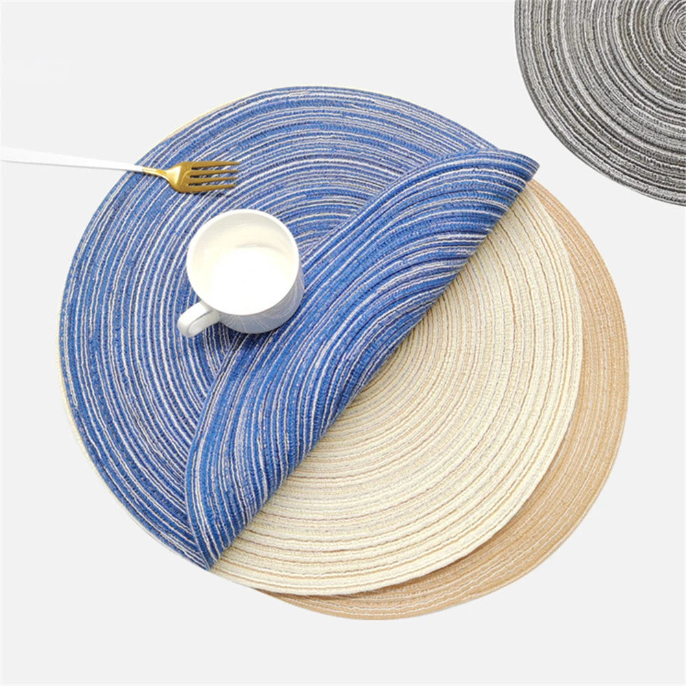 Natural Seagrass Place Table Woven Vinyl Individual Placemats For Table Non-Slip Kitchen Tableware Drink Cup Coaster Hoilday Dec